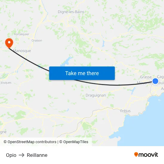 Opio to Reillanne map