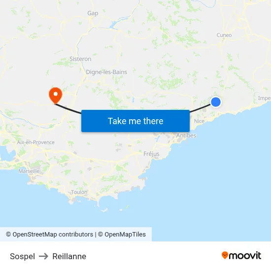 Sospel to Reillanne map