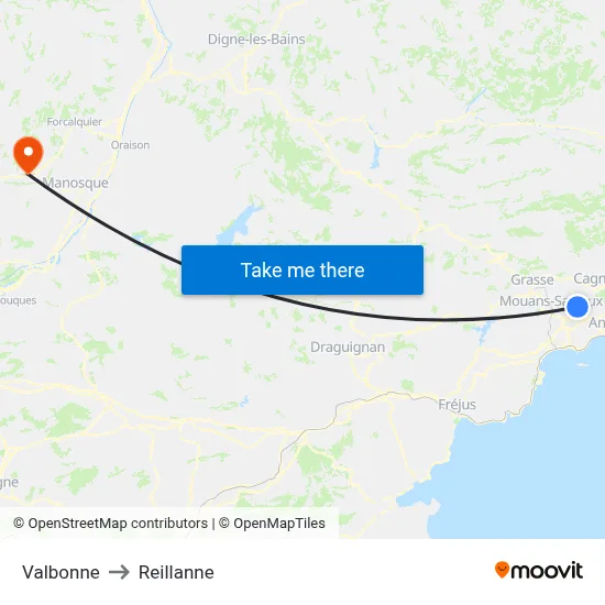 Valbonne to Reillanne map