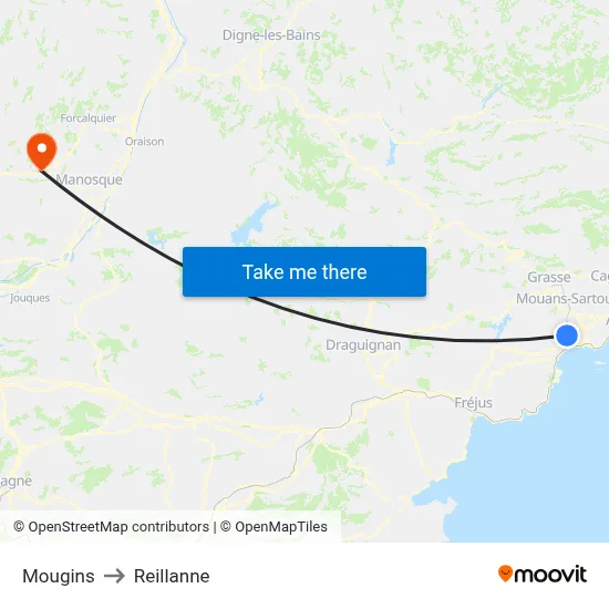 Mougins to Reillanne map