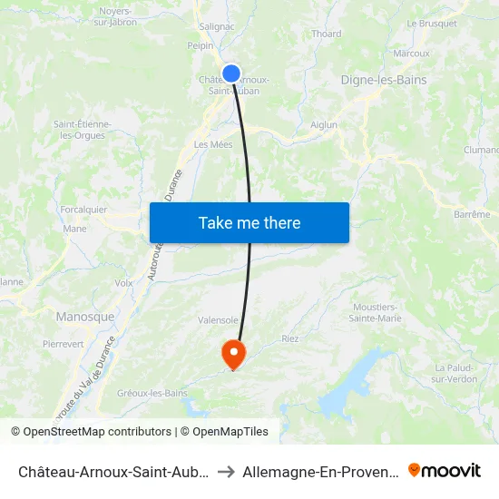 Château-Arnoux-Saint-Auban to Allemagne-En-Provence map
