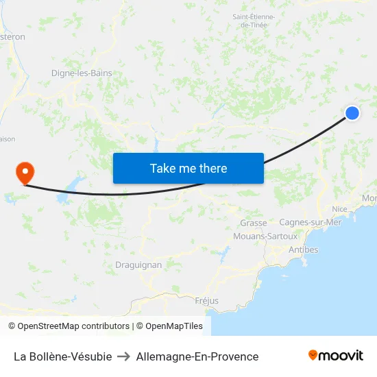 La Bollène-Vésubie to Allemagne-En-Provence map