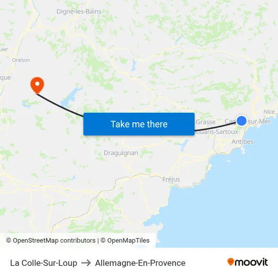 La Colle-Sur-Loup to Allemagne-En-Provence map