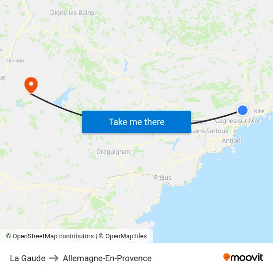 La Gaude to Allemagne-En-Provence map