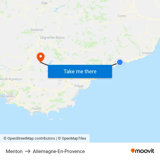 Menton to Allemagne-En-Provence map