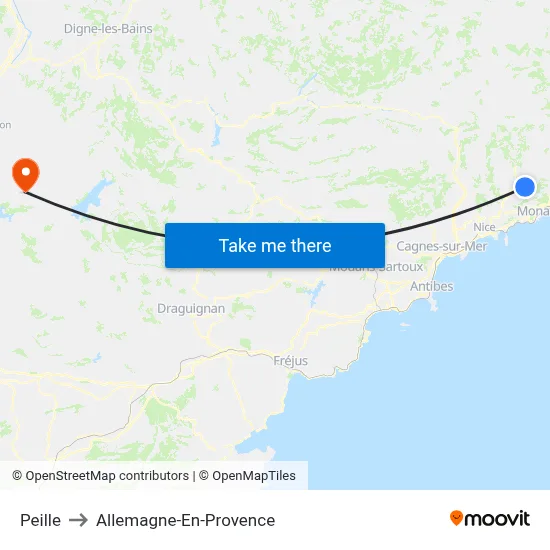 Peille to Allemagne-En-Provence map