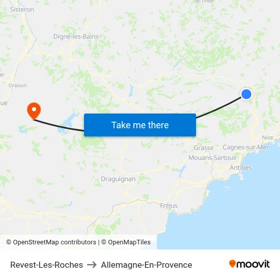 Revest-Les-Roches to Allemagne-En-Provence map