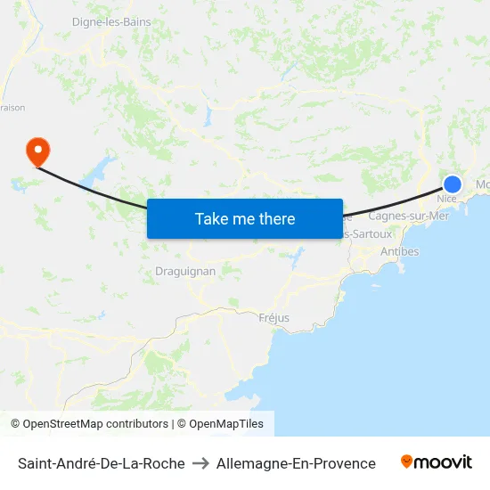 Saint-André-De-La-Roche to Allemagne-En-Provence map