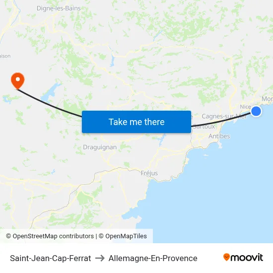 Saint-Jean-Cap-Ferrat to Allemagne-En-Provence map