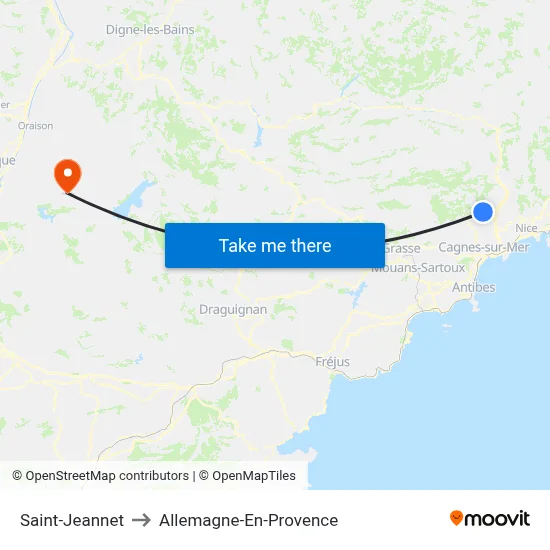 Saint-Jeannet to Allemagne-En-Provence map