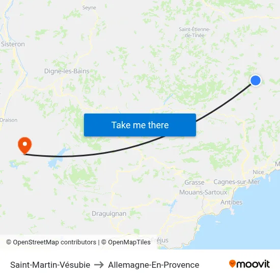 Saint-Martin-Vésubie to Allemagne-En-Provence map