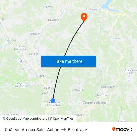 Château-Arnoux-Saint-Auban to Bellaffaire map