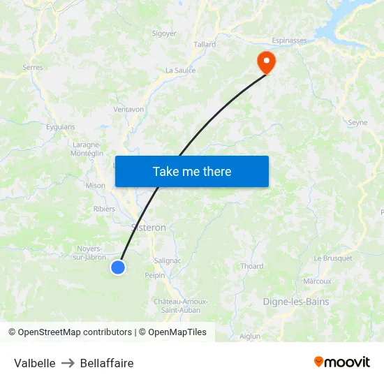 Valbelle to Bellaffaire map