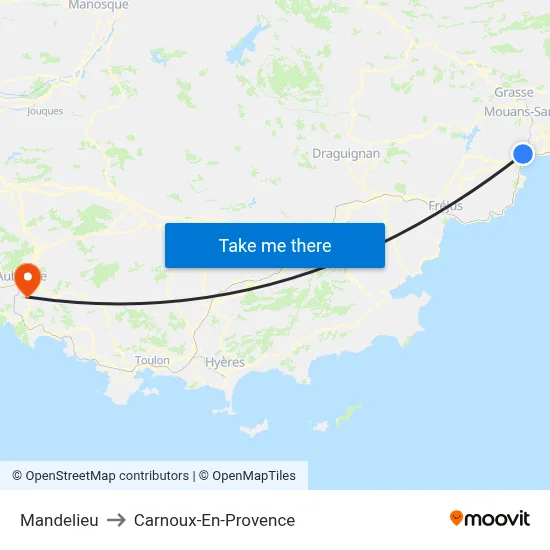 Mandelieu to Carnoux-En-Provence map