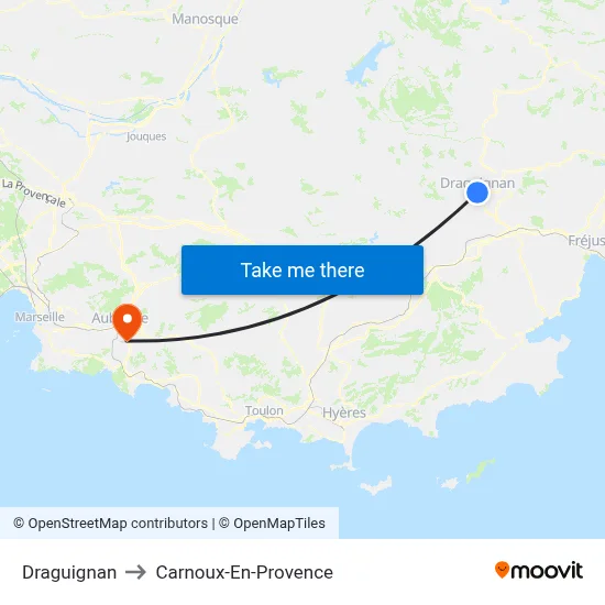 Draguignan to Carnoux-En-Provence map
