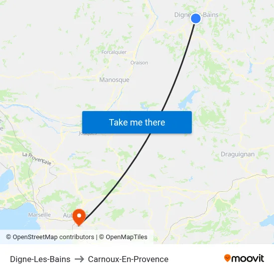Digne-Les-Bains to Carnoux-En-Provence map