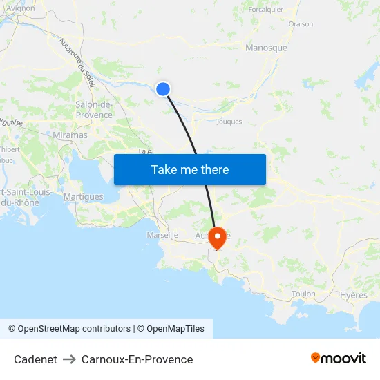 Cadenet to Carnoux-En-Provence map