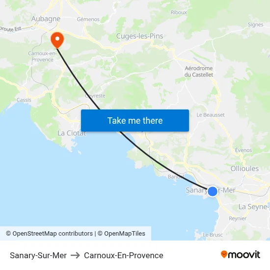 Sanary-Sur-Mer to Carnoux-En-Provence map