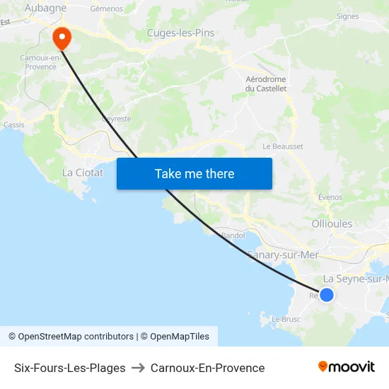Six-Fours-Les-Plages to Carnoux-En-Provence map