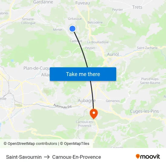 Saint-Savournin to Carnoux-En-Provence map