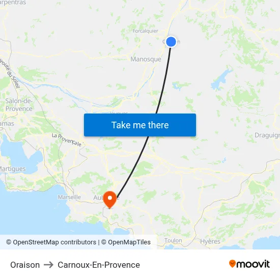 Oraison to Carnoux-En-Provence map
