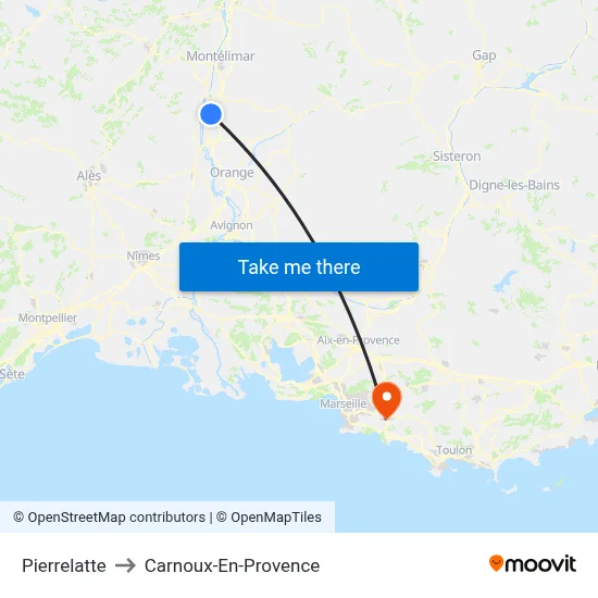 Pierrelatte to Carnoux-En-Provence map