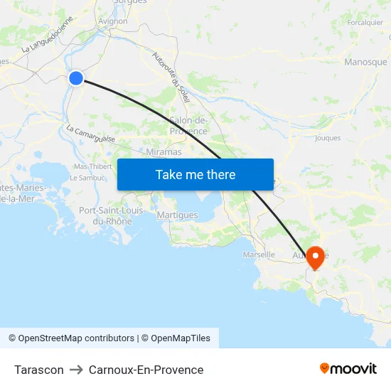 Tarascon to Carnoux-En-Provence map
