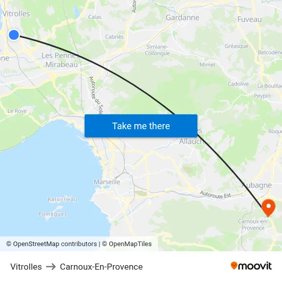 Vitrolles to Carnoux-En-Provence map