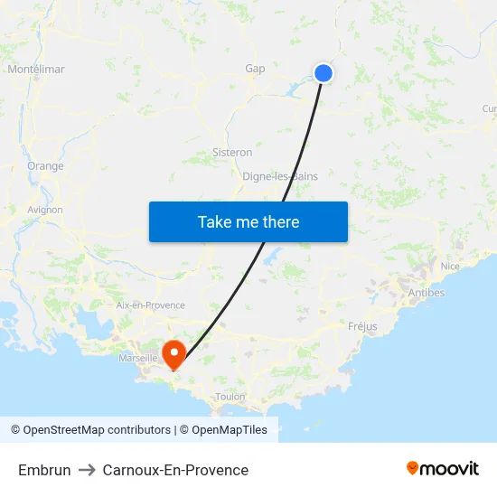 Embrun to Carnoux-En-Provence map