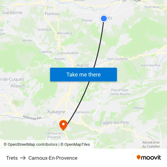 Trets to Carnoux-En-Provence map