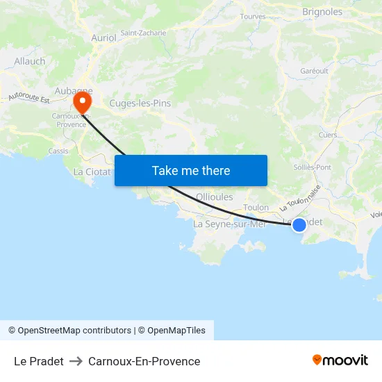 Le Pradet to Carnoux-En-Provence map
