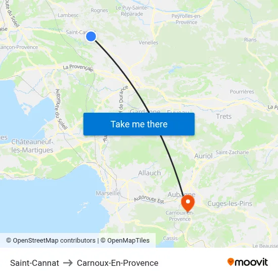 Saint-Cannat to Carnoux-En-Provence map