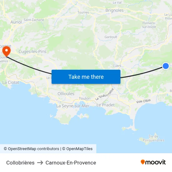 Collobrières to Carnoux-En-Provence map