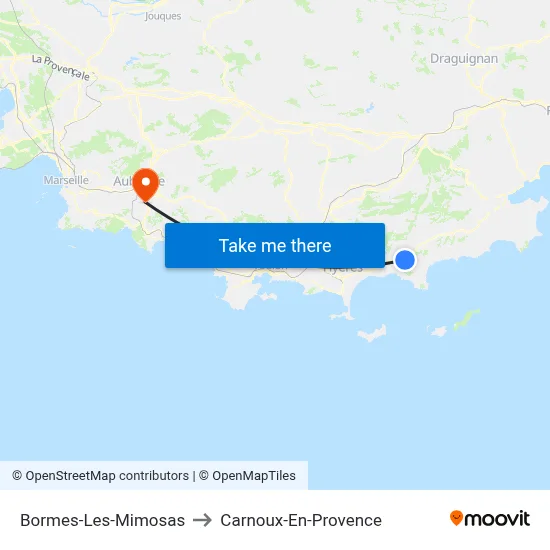 Bormes-Les-Mimosas to Carnoux-En-Provence map