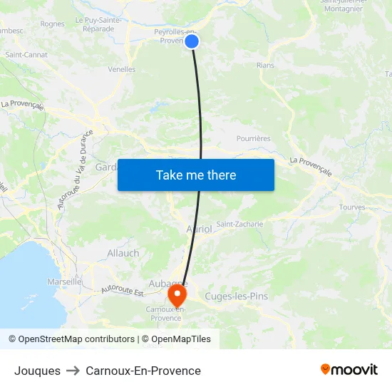Jouques to Carnoux-En-Provence map