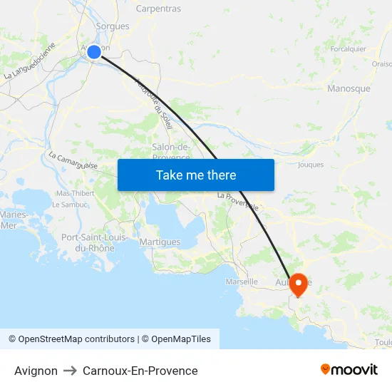 Avignon to Carnoux-En-Provence map