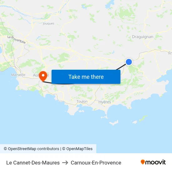 Le Cannet-Des-Maures to Carnoux-En-Provence map