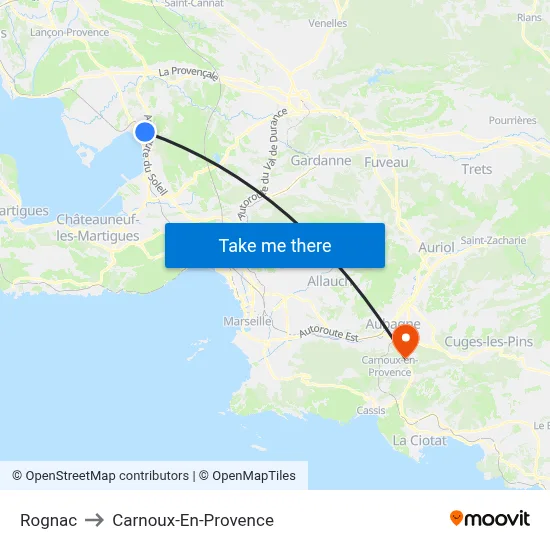 Rognac to Carnoux-En-Provence map