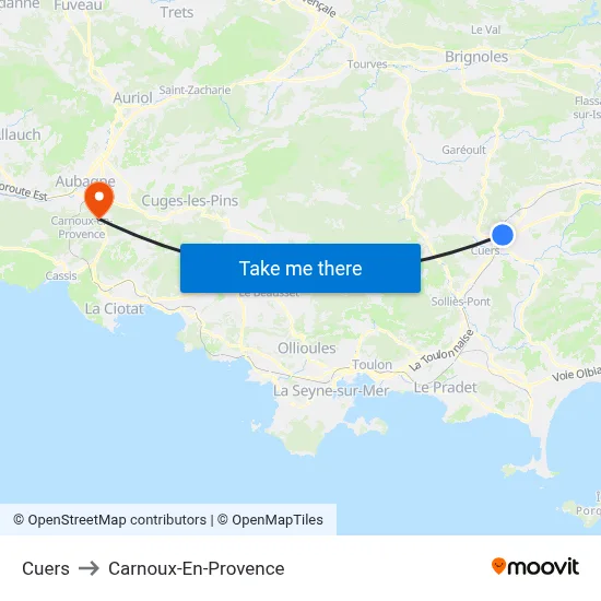 Cuers to Carnoux-En-Provence map