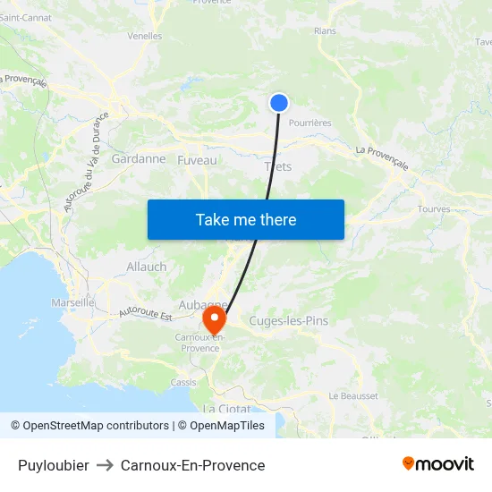 Puyloubier to Carnoux-En-Provence map