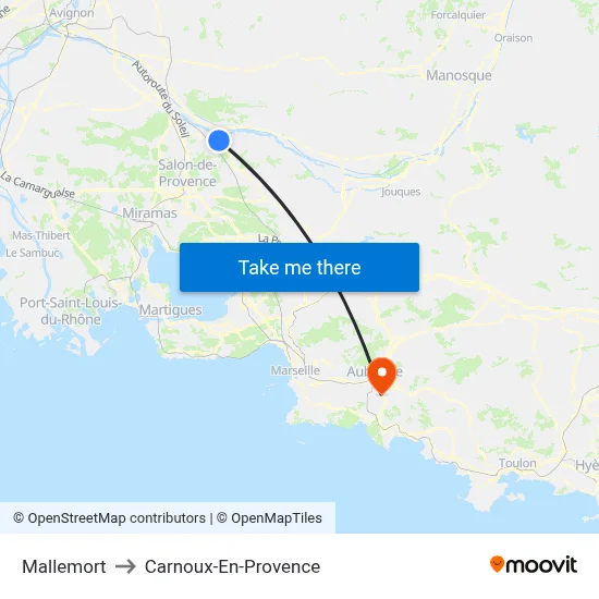 Mallemort to Carnoux-En-Provence map