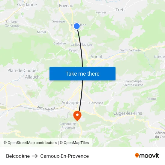 Belcodène to Carnoux-En-Provence map