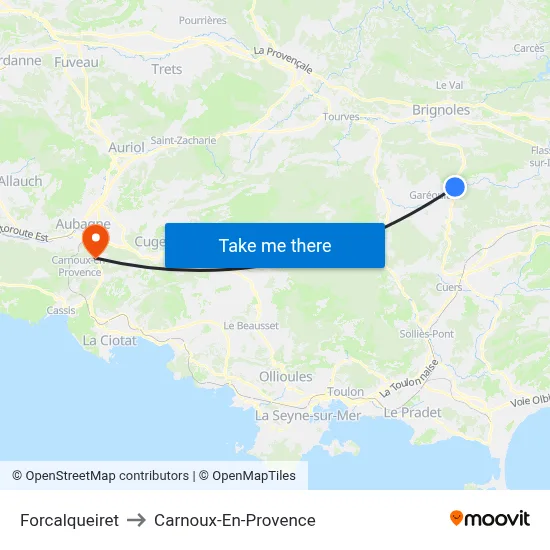 Forcalqueiret to Carnoux-En-Provence map