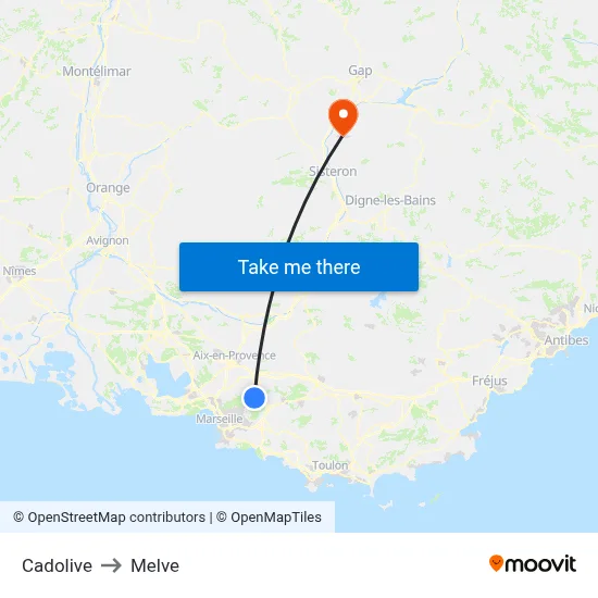 Cadolive to Melve map