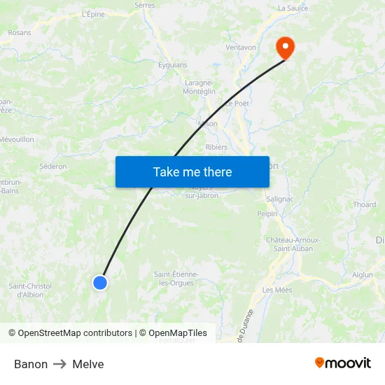 Banon to Melve map