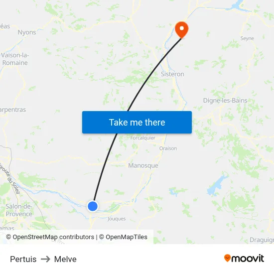 Pertuis to Melve map