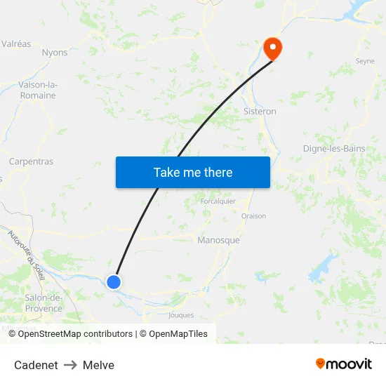 Cadenet to Melve map