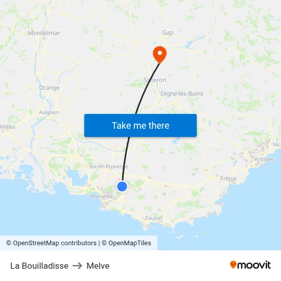 La Bouilladisse to Melve map