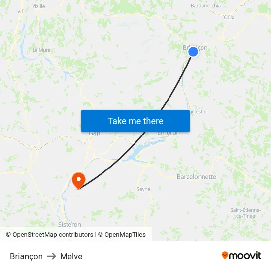 Briançon to Melve map