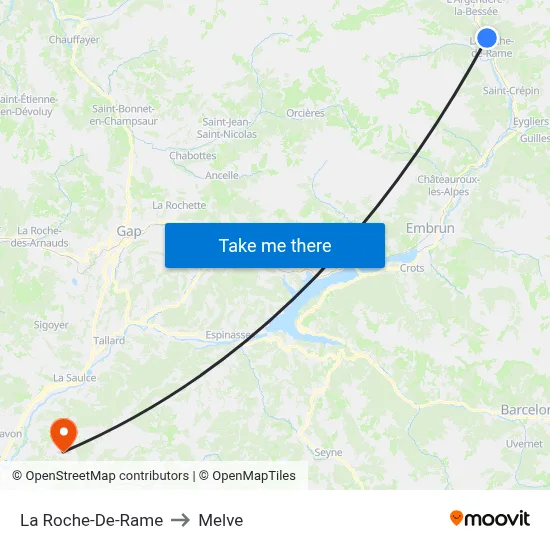 La Roche-De-Rame to Melve map
